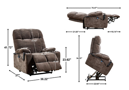 Motor Power Lift Recliner Chair for Elderly Infinite Position Lay Flat 180° Recliner with Heat Massage