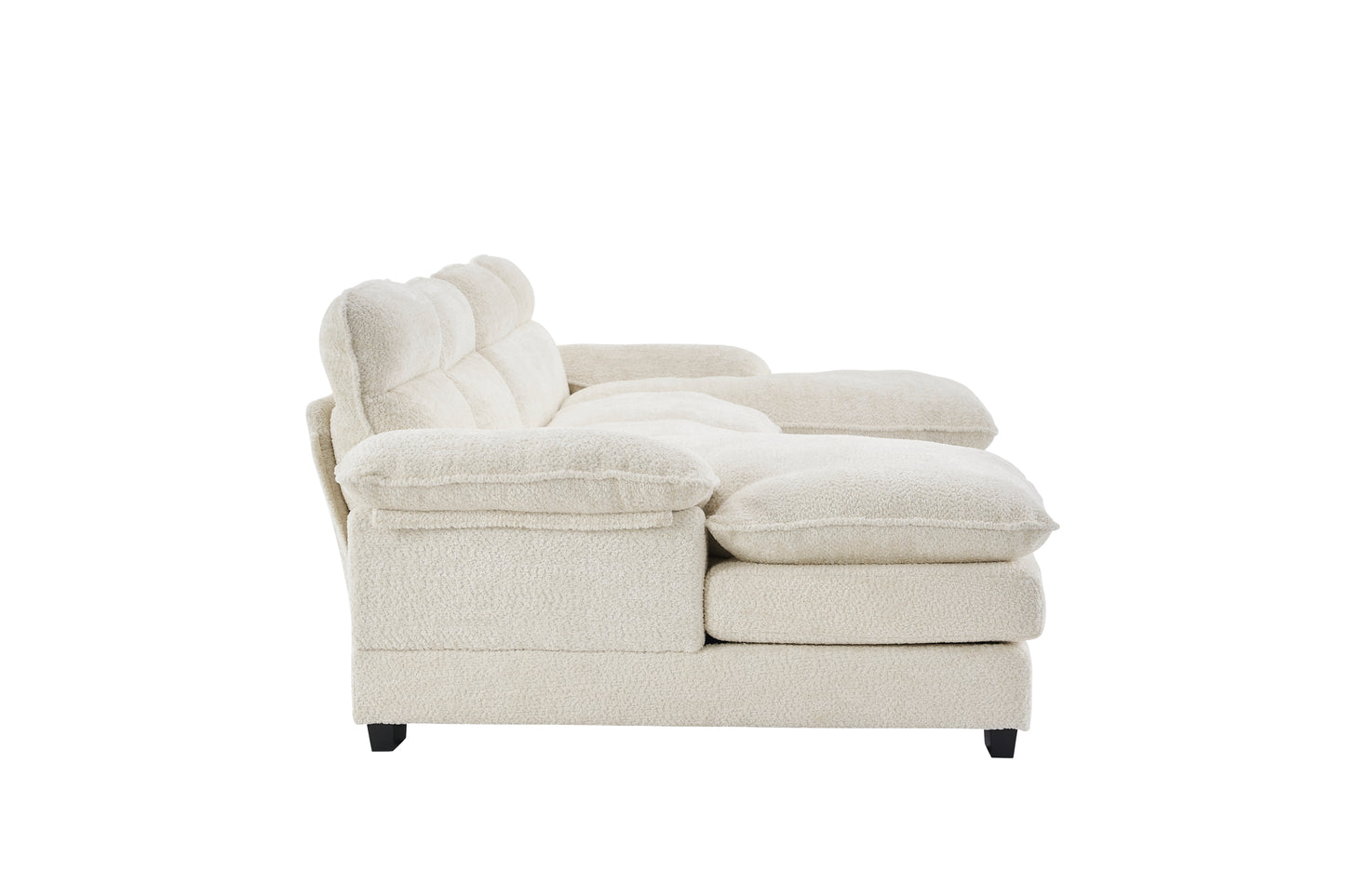 U-shaped profile sofa, including two single seats and two chaise, modular sofa, Chenille sofa,White