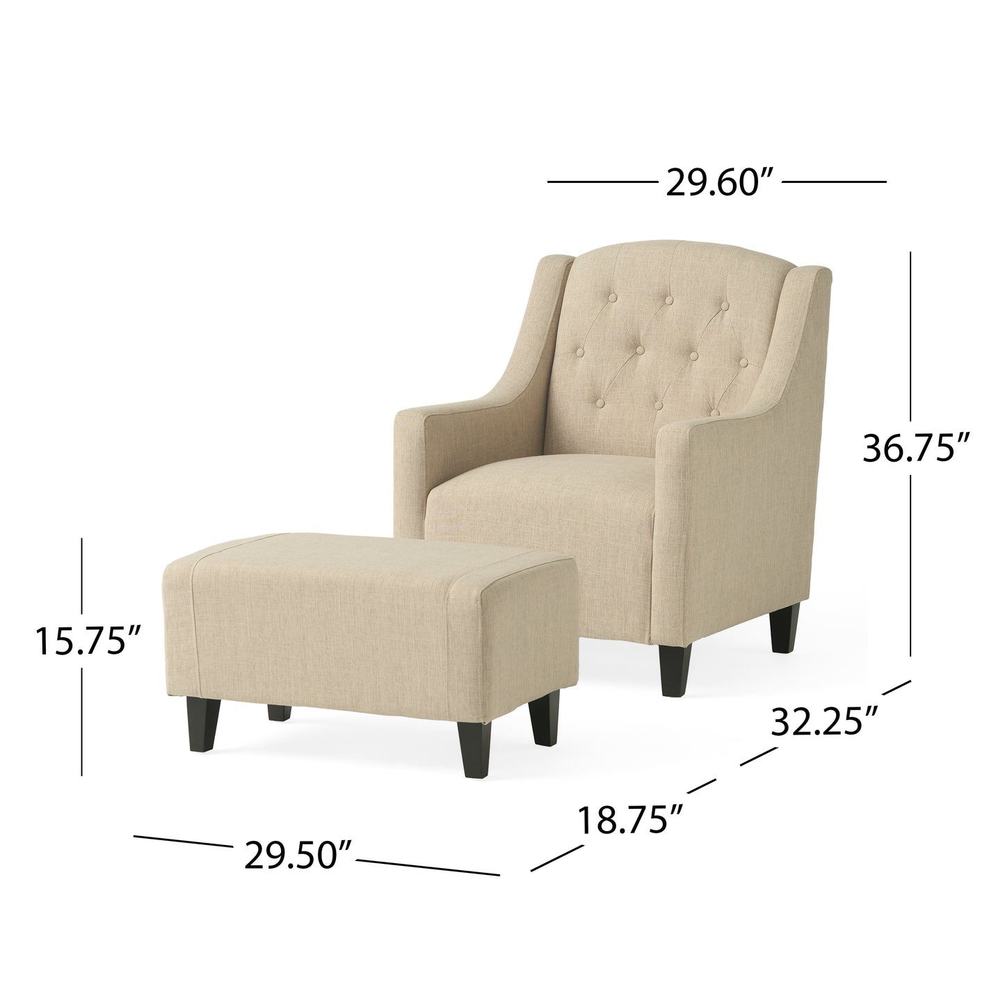 Upholstered Armchair with Ottoman