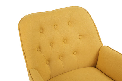 Modern Mid Century Chair Linen Sherpa Armchair for Living Room Bedroom Office Easy Assemble(Yellow)