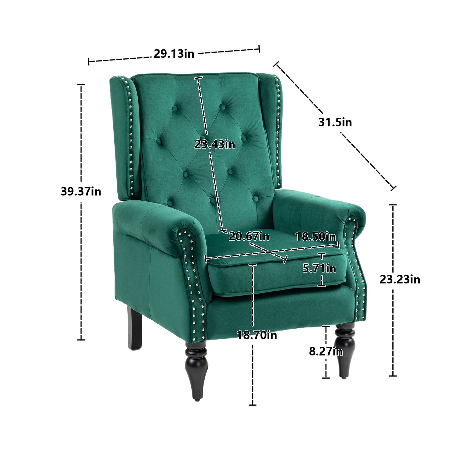 Wood Frame Armchair, Modern Accent Chair Lounge Chair with Sturdy Wood Legs for Living Room Bedroom(Green)