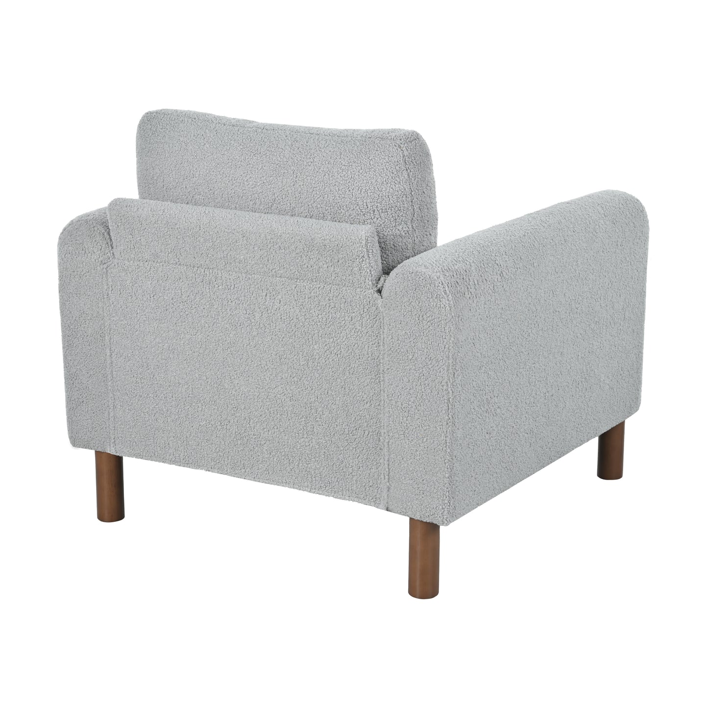 Oversized Accent Chair, Upholstered Living Room Chairs Single Sofa Chair with Walnut Legs, Curved handrail, Grey