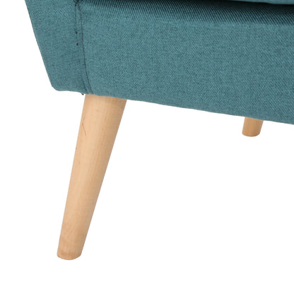 CLUB CHAIR, Mid-Century Modern Fabric Club Chair, Dark Teal / Natural