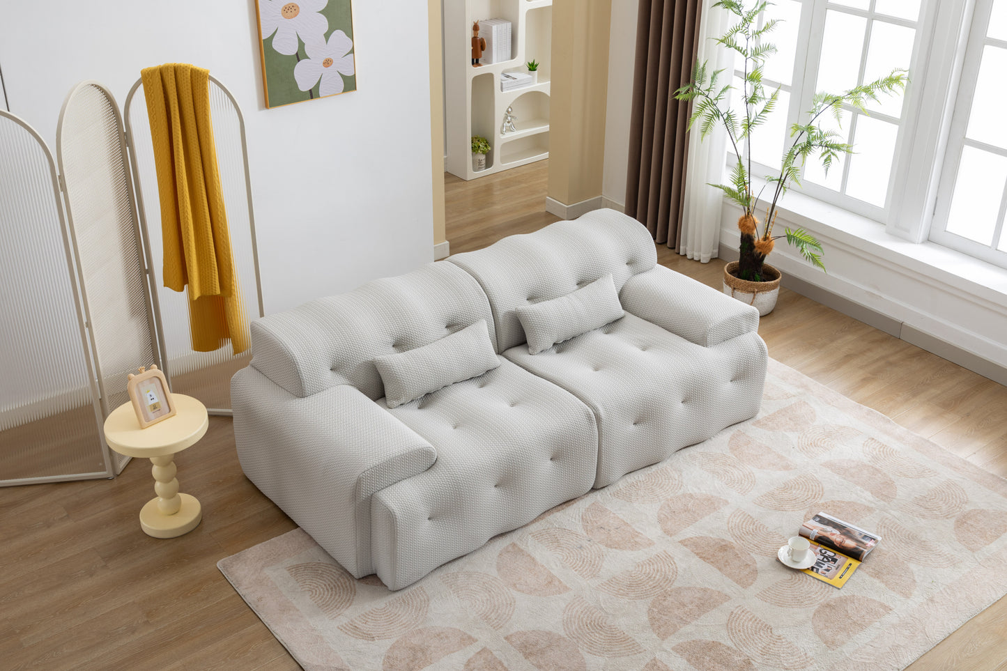 Large Size 2 Seater Sofa, Pure Foam Comfy Sofa Couch, Modern Lounge Sofa for Living Room, Apartment