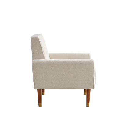 Classic Biscuit-Style Accent Chair - Comfortable Armrests, Soft Fabric, Elegant Solid Wood Legs with Gold Finish, Easy Assembly