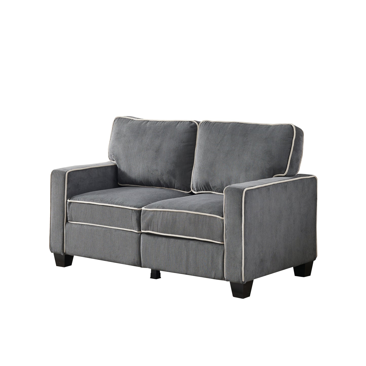 Living Room Sofa Loveseat with Storage Dark Grey Corduroy