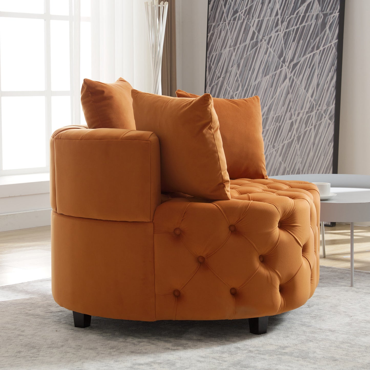 Width 40.6 inches Accent Chair / Classical Barrel Chair for living room / Modern Leisure Sofa Chair (Orange)