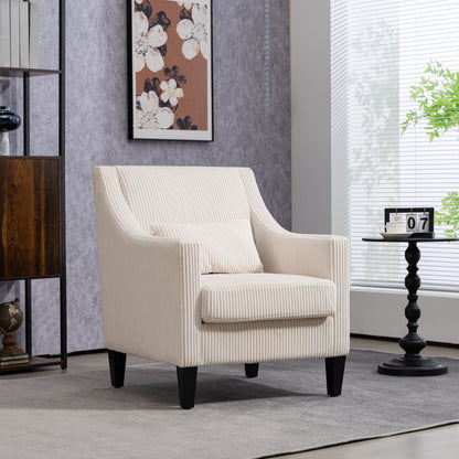 Modern Accent Chair,Upholstered Armchair with Scooped Arms for Bedroom,Apartment,Studio,Office,Waiting Room(Beige Corduroy)