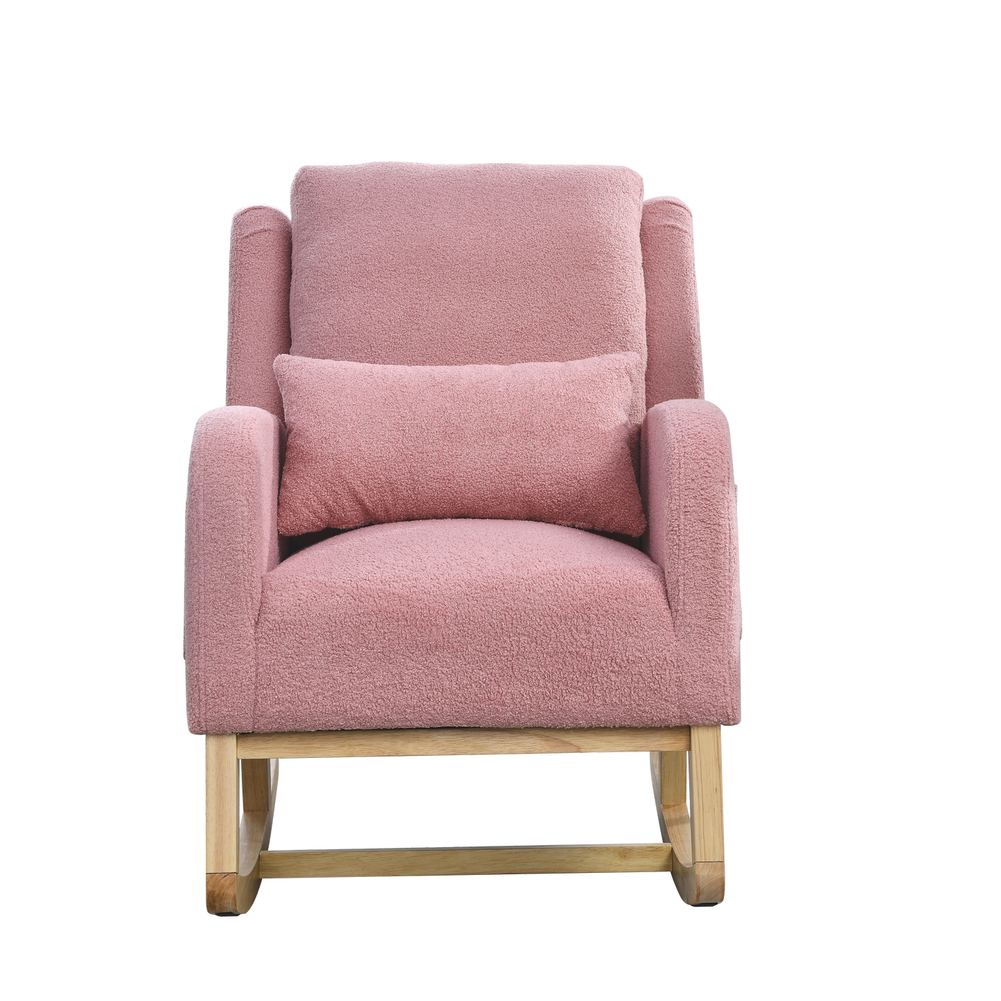 27.5 "W Modern Accent High Back Living Room Casual Armchair Rocker with One Lumbar Pillow, Two Side Pockets,Teddy.