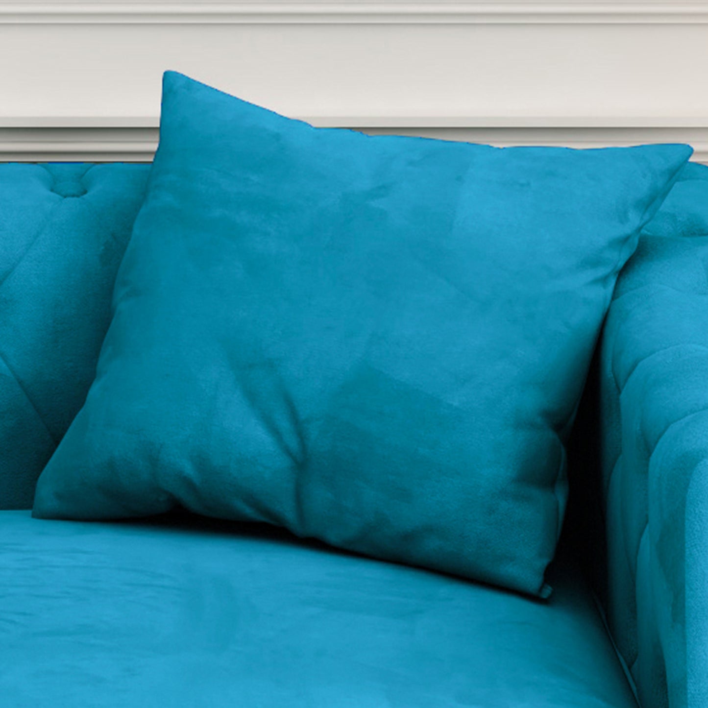 Sofa includes 2 pillows, 83 "blue velvet triple sofa, suitable for large and small Spaces