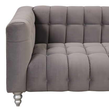 42" Modern Sofa Dutch Fluff Upholstered sofa with solid wood legs, buttoned tufted backrest,gray