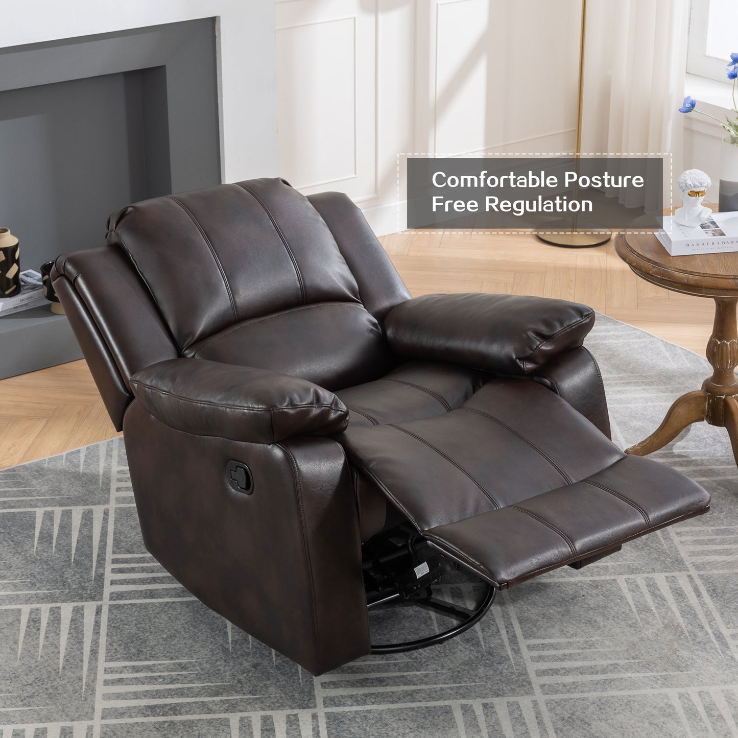 Swivel and Glider Recliner Chair,(Brown)