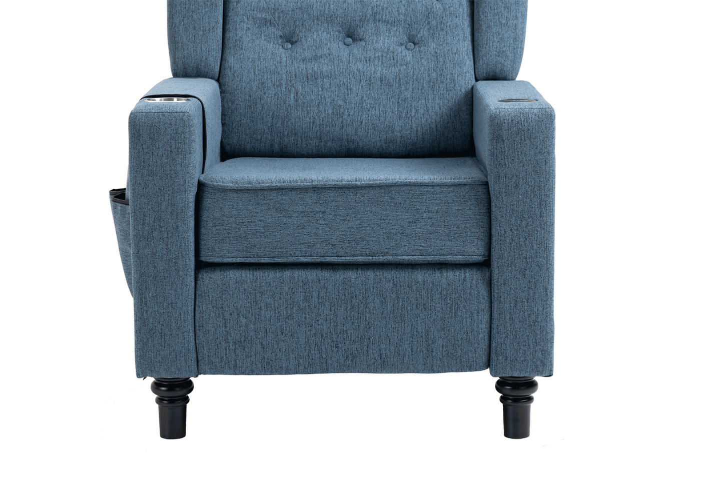 Arm Pushing Recliner Chair, Modern Button Tufted Wingback Push Back Recliner Chair, Living Room Chair Fabric Pushback Manual Single Reclining Sofa Home Theater Seating for Bedroom,Navy Blue