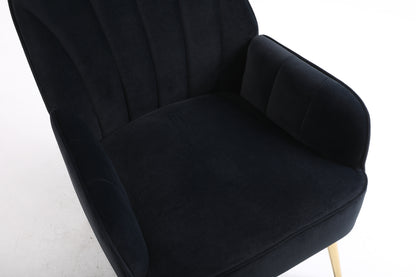 Modern Mid Century Chair velvet Sherpa Armchair for Living Room Bedroom Office Easy Assemble(NAVY)