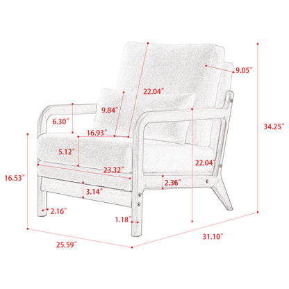 Modern Teddy Fabric Accent Chair,Oak Wood Frame Armchair for Living Room