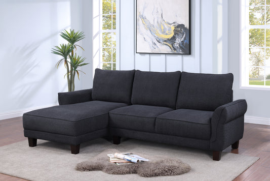 96" Black Sherpa Sectional Sofa with Left-Facing Chaise