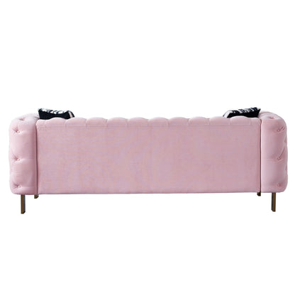 Modern Tufted Velvet Living Room Sofa, 84.25''W Couch,Pink