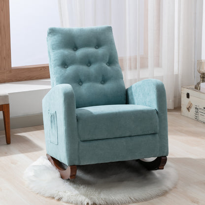 Baby Room High Back Rocking Chair Nursery Chair, Comfortable Rocker Fabric Padded Seat,Modern High Back Armchair