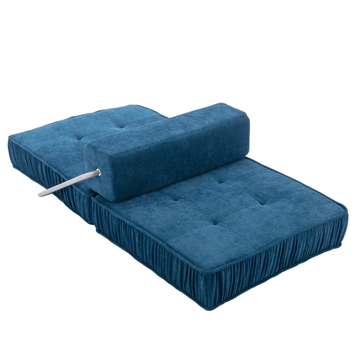 Folding Sofa Bed, Futon Sleeper Chair, Convertible Chair Floor Couch & Sleeping Mattress for Living Room, Guest Room, Home Office, Apartment, Small space, Bed, Removable Back Cushion, Blue, 1 Seat