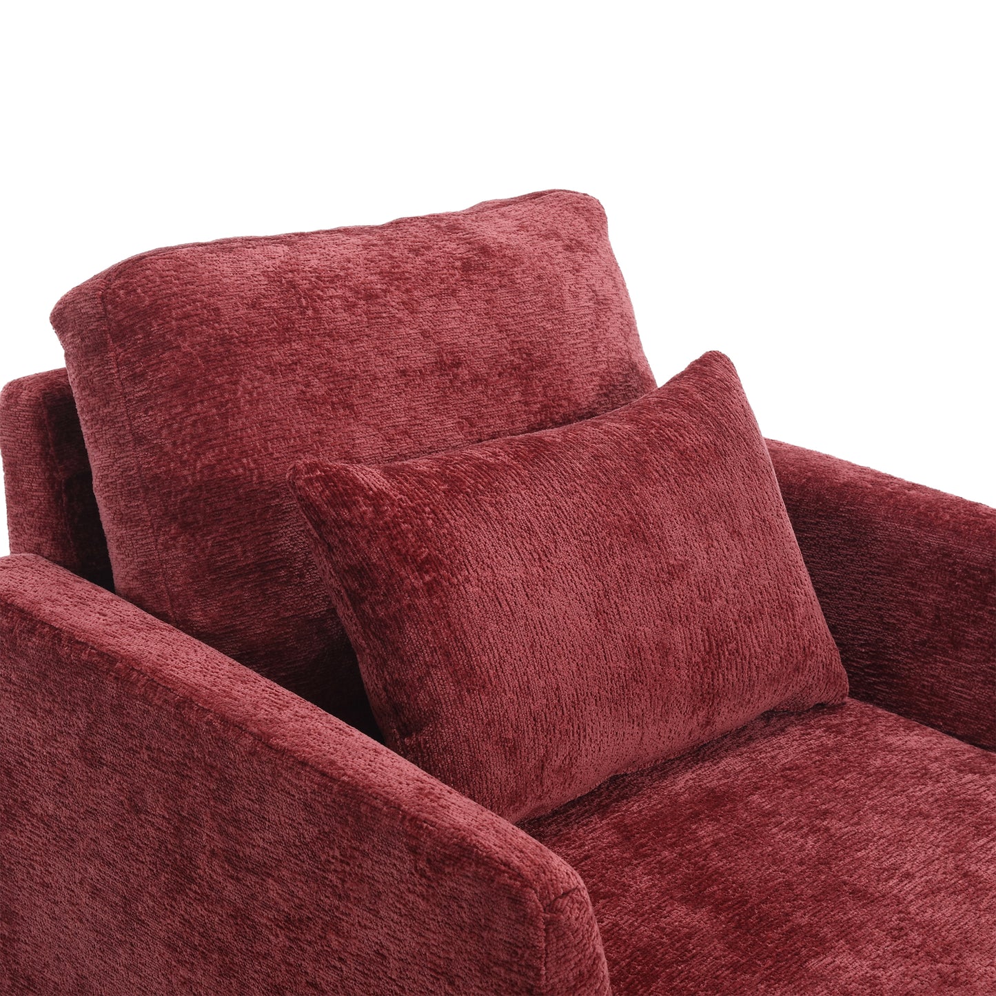 Wood Frame Armchair, Modern Accent Chair Lounge Chair for Living Room,Tufted Club Chair, Mid Century Modern Arm Chairs with Studded, Solid Wood Frame, for Bedroom, Reading(Wine red Chenille)