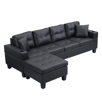 Sectional Sofa Set for Living Room with L Shape Chaise Lounge,cup holder and Left or Right Hand Chaise Modern 4 Seat