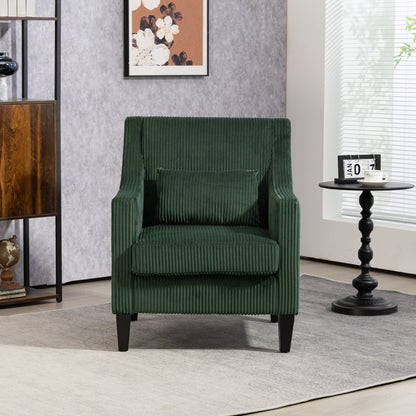 Modern Accent Chair,Upholstered Armchair with Scooped Arms for Bedroom,Apartment,Studio,Office,Waiting Room(Emerald Corduroy)