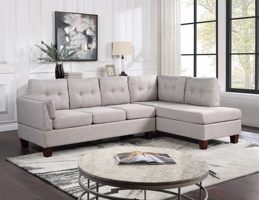 97" Light Gray Linen Modern Sectional Sofa with Right Facing Chaise