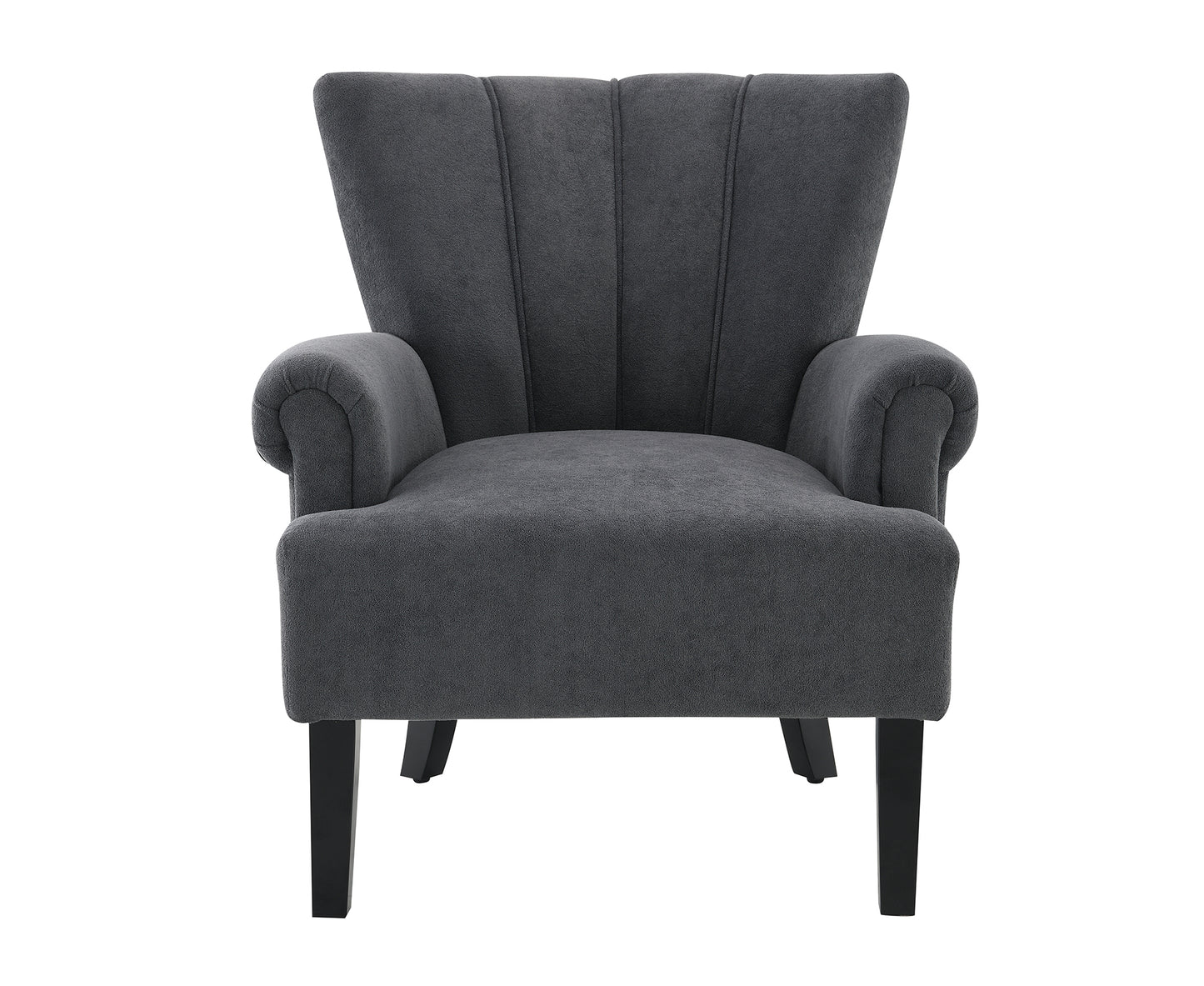 Modern Accent Living Room Chairs,Polyester Armchair Club Chair with channel back, Accent chair for Living room, Bedroom Reading room, soft fabric, wooden Leg, Dark Grey