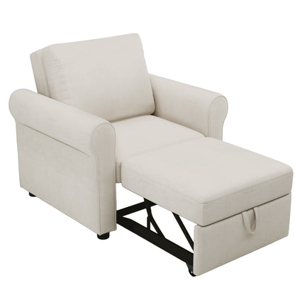 3-in-1 Sofa Bed Chair, Convertible Sleeper Chair Bed,Adjust Backrest Into a Sofa,Lounger Chair,Single Bed,Modern Chair Bed Sleeper for Adults,White(Old sku:WF301161AAB)