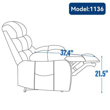 23" Seat Width and High Back Large Size Blue Chenille Power Lift Recliner Chair with 8-Point Vibration Massage and Lumbar Heating