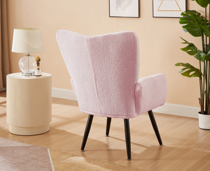 Modern Single Sofa Armchair with High Backrest Comfy Reading Chair for Small Spaces/Living Room/Bedroom/Apartment (COLOR:PINK)