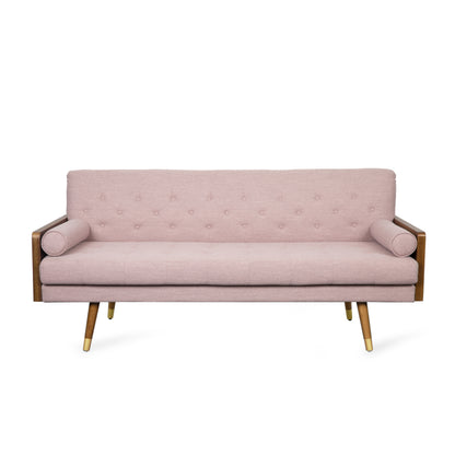 Mid-Century Modern Tufted Fabric Sofa