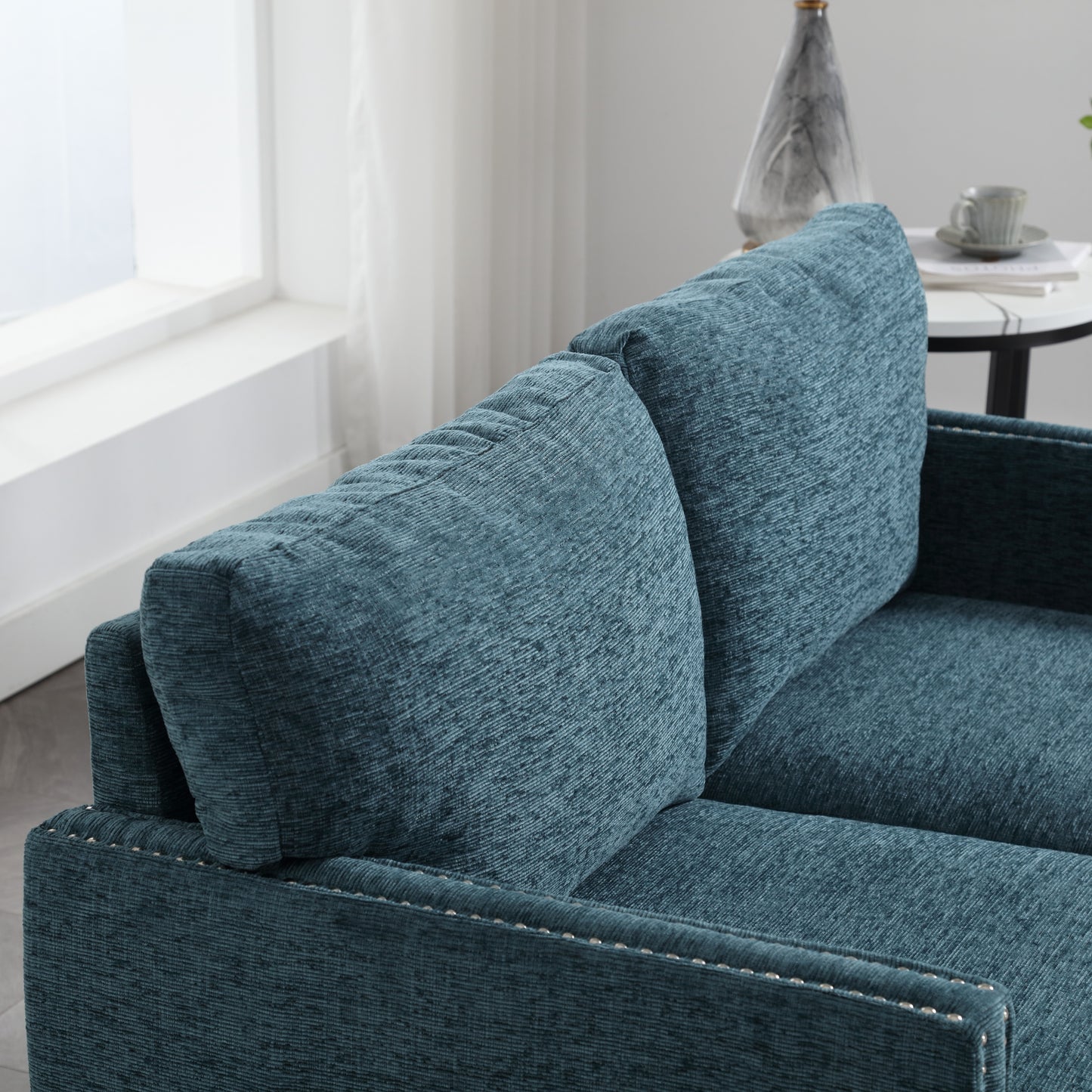 Modern chenille Fabric Loveseat, 2-Seat Upholstered Loveseat Sofa Modern Couch