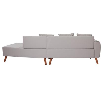 107" Contemporary Sofa Stylish Sofa Couch with a Round Storage Ottoman and Three Removable Pillows for Living Room, Grey