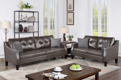 SOFA SET - 2PC SET in Black Faux Leather