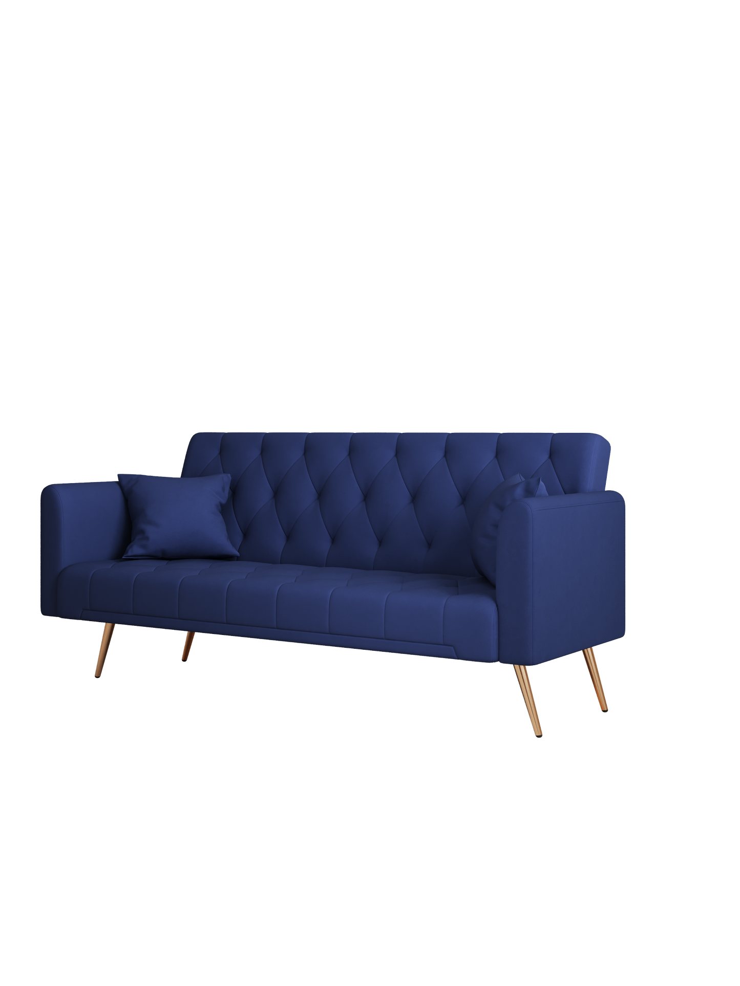 71-inch convertible love seat sofa, American retro blue velvet material, suitable for small living room, bedroom, office