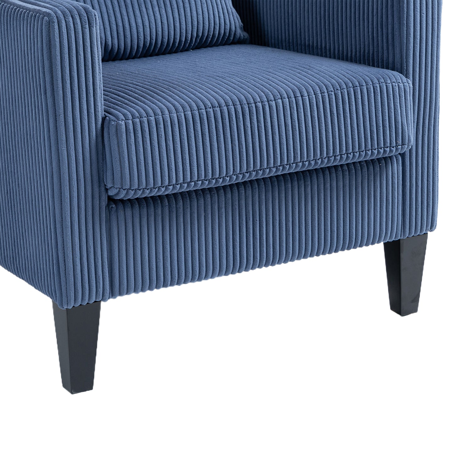 Modern Accent Chair,Upholstered Armchair with Scooped Arms for Bedroom,Apartment,Studio,Office,Waiting Room(Blue Corduroy)