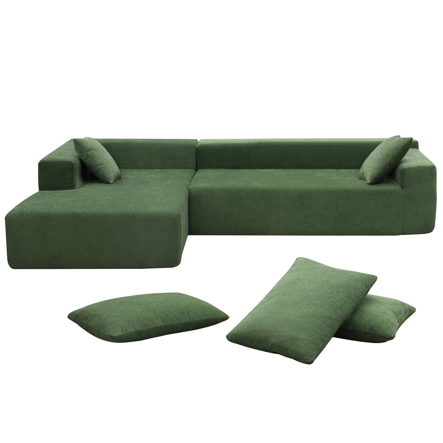 109*68" Modular Sectional Living Room Sofa Set, Modern Minimalist Style Couch, Upholstered Sleeper Sofa for Living Room, Bedroom, Salon, 2 PC Free Combination, L-Shape, Green