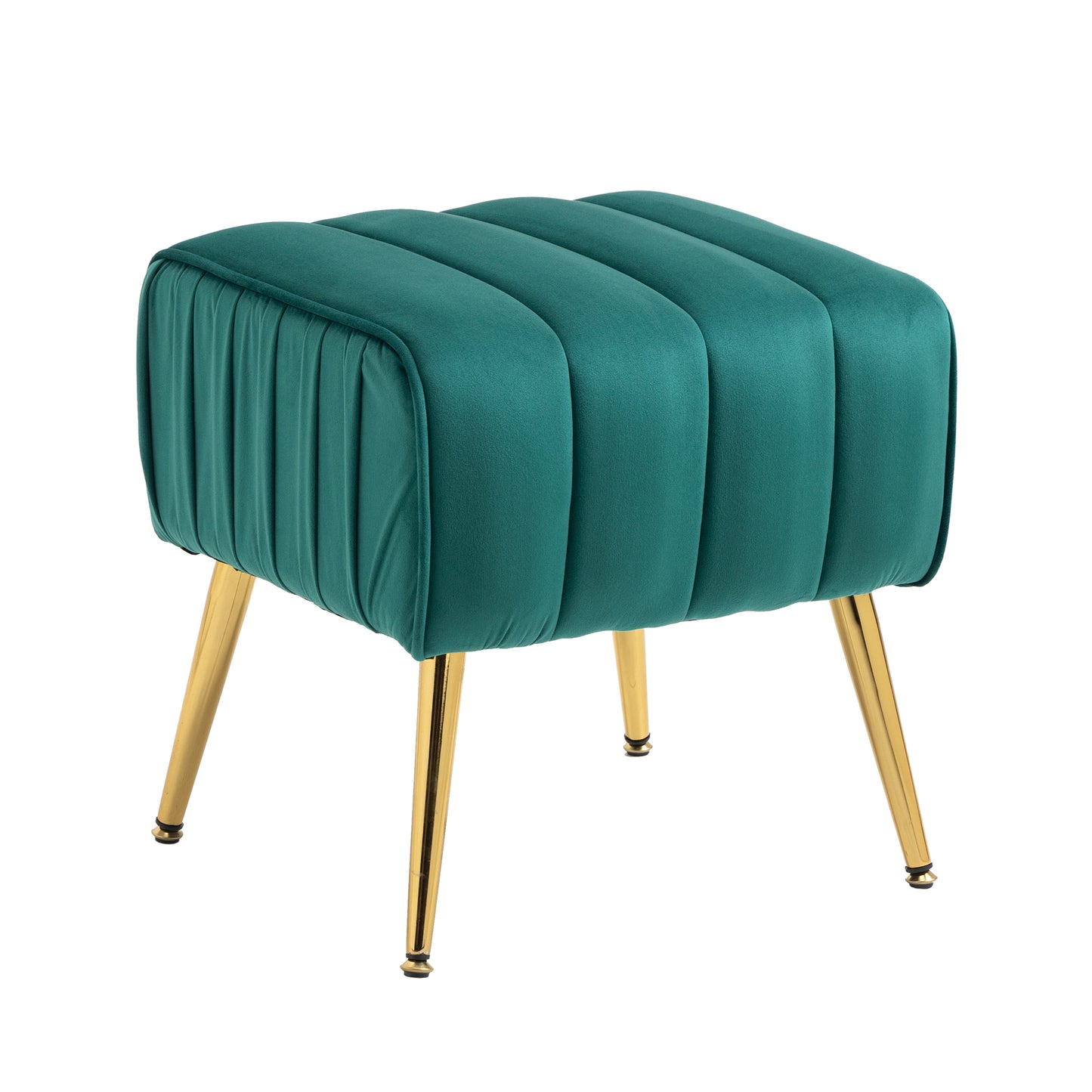 Velvet Accent Chair with Ottoman, Modern Tufted Barrel Chair Ottoman Set for Living Room Bedroom, Golden Finished, Christmas Green