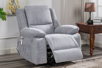 Electric Power Recliner Chair With Massage For Elderly,Remote Control Multi-function Lifting, Timing, Cushion Heating Chair With Side Pocket Light Grey