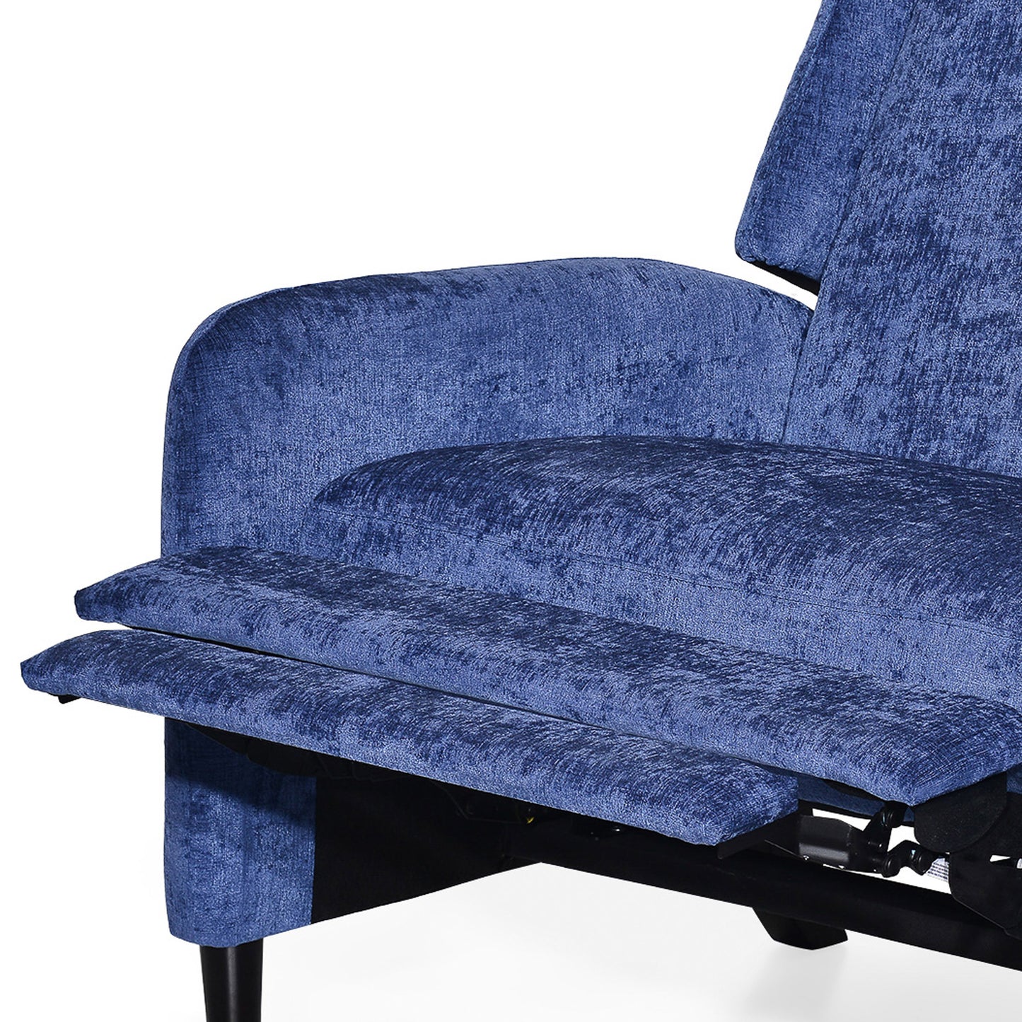 Oversized Textured Fabric Pushback Recliner, Navy Blue and Dark Brown