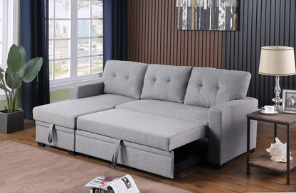 Upholstered Pull out Sectional Sofa with Chaise