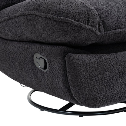 360° Swivel Recliner Adjustable Chair Chenille Glider Swivel Reclining Sofa Chair with Black Metal Round Base - Black