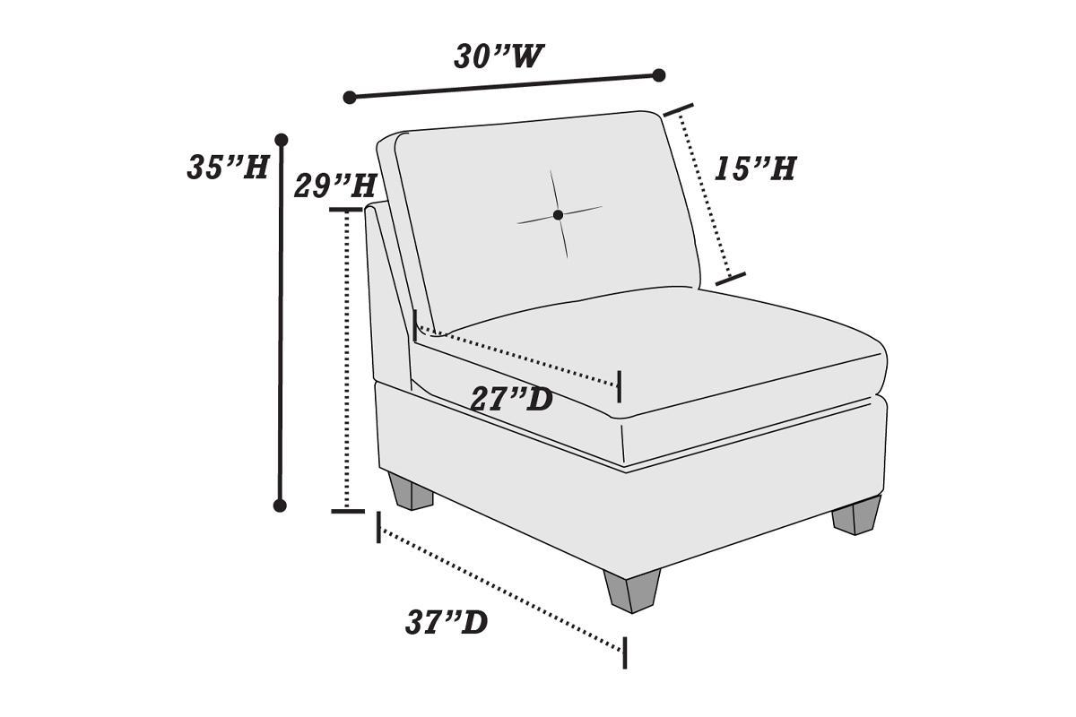 Modular Living Room Furniture Armless Chair Camel Chenille Fabric 1pc Cushion Armless Chair Couch Exposed Wooden base