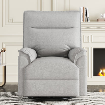 360 Degree Swivel Upholstered Manual Recliner Chair Theater Recliner Sofa Nursery Glider Rocker for Living Room, Grey