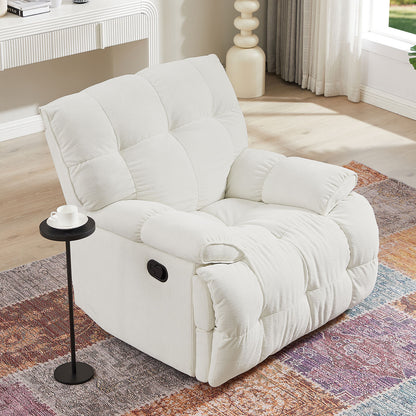 360 Degree Swivel Fabric Single Sofa Heavy Duty Reclining Chair for Living Room, Cream