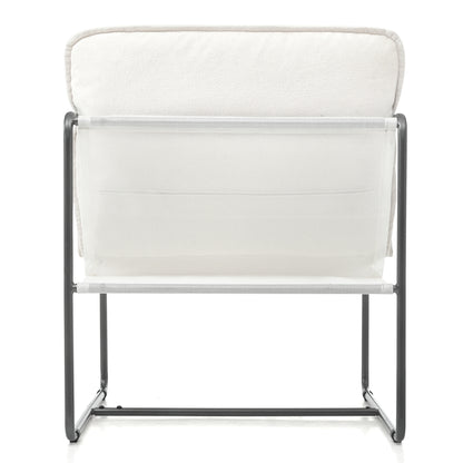 2 Sets 1 Case, Upholstered hanging armchair with arm pocket metal frame, crushed foamcushions and skin-friendly braid for living room and bedroom. White color