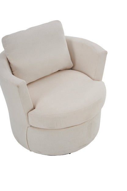 Swivel Barrel Chair, Comfy Round Accent Sofa Chair for Living Room, 360 Degree Swivel Barrel Club Chair, Leisure Arm Chair for Nursery, Hotel, Bedroom, Office, Lounge(Beige)