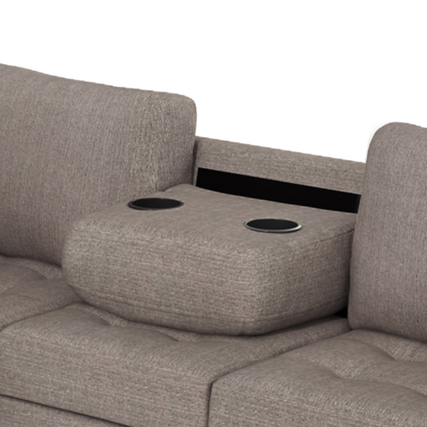 Sectional Corner Sofa L-shape Couch Space Saving with Storage Ottoman & Cup Holders Design for Large Space Dorm Apartment