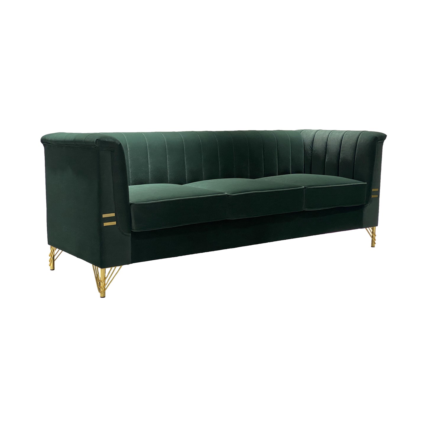 82.67'' W Velvet Sofa, Mid-Century Sofa Furniture Chesterfield Couch for Living Room (Sofa, Green)